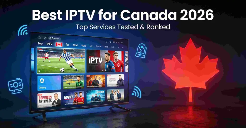 Best IPTV for Canada 2026 - Top IPTV services with Canadian channels on a smart TV streaming interface