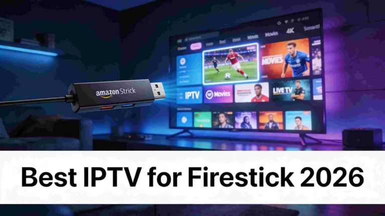 Best IPTV for Firestick 2026 — Amazon Firestick streaming live TV channels on a 4K smart TV